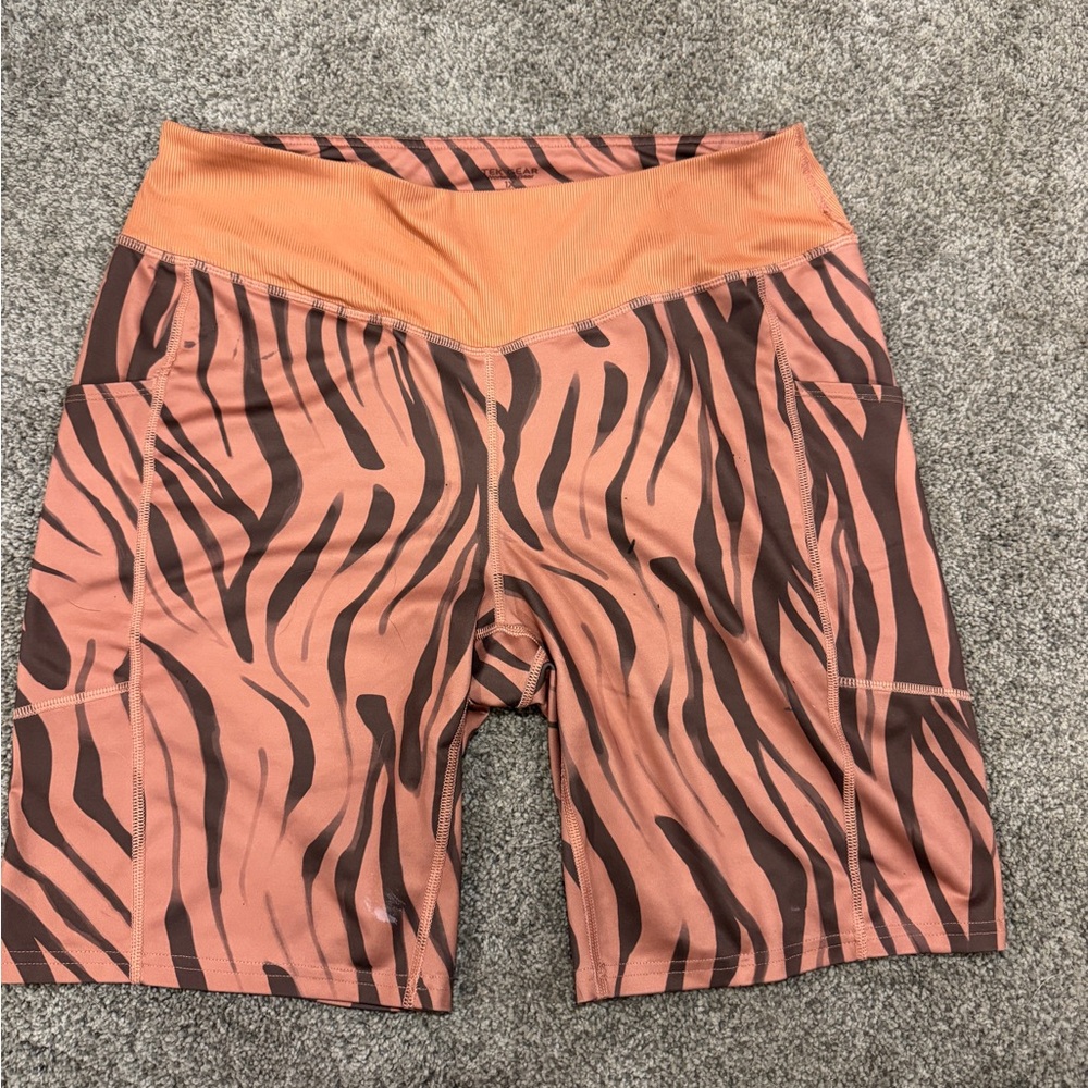 Tek Gear Women's Animal Print Bike Shorts - Orange and Brown